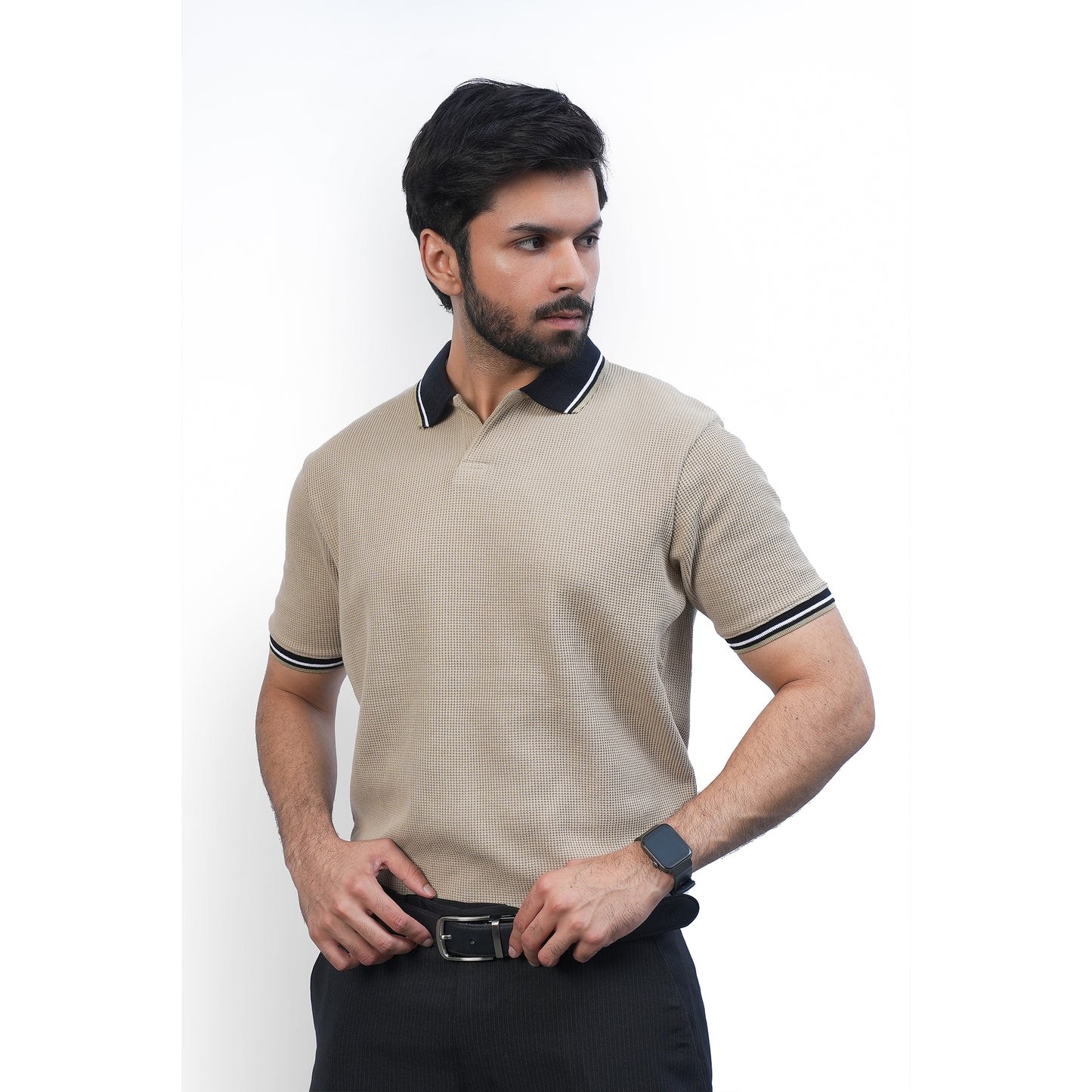 Sandstone Waffle Knit Polo