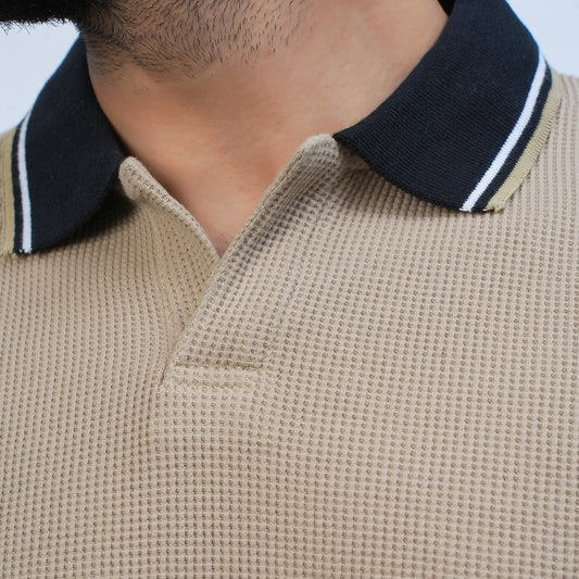 Sandstone Waffle Knit Polo