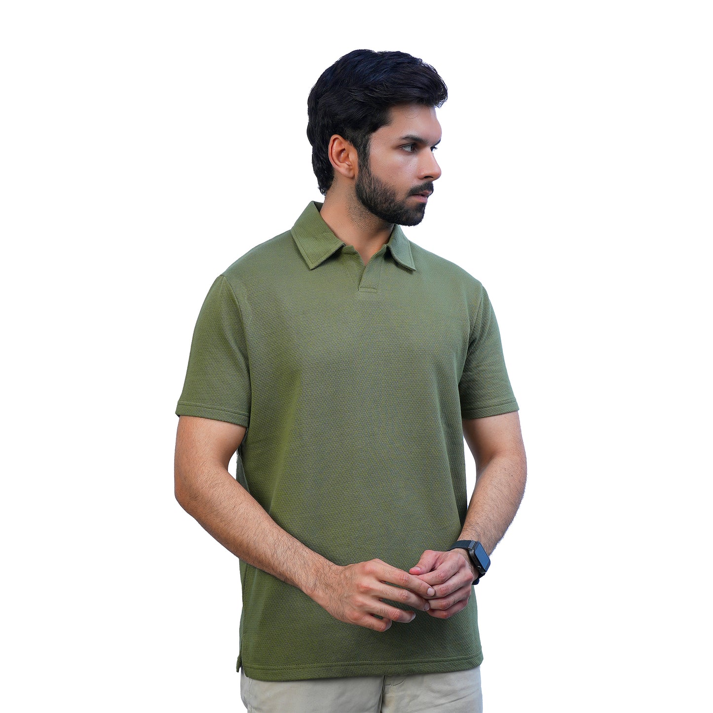 Olive-Jackuard-Knit-Polo