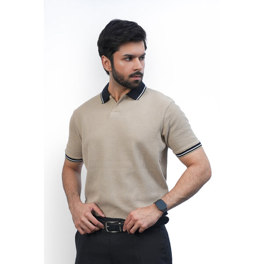 Sandstone Waffle Knit Polo